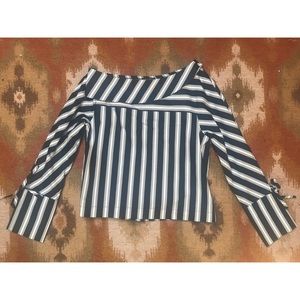 NWT Topshop size 6 black & white scoop-neck blouse